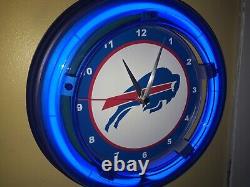 Buffalo Bills Throwback Football Bar Man Cave Neon Wall Clock Sign