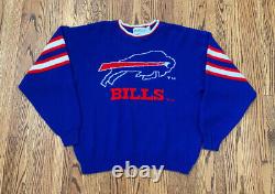 Buffalo Bills Vintage 90s Barrell II Acrylic Knit NFL Football Sweater Large USA