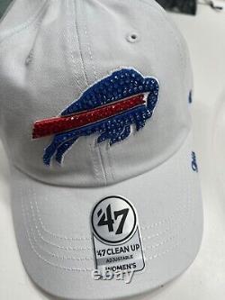 Buffalo Bills WHITE Hat bling hand jeweled using Swarovski Crystals'47 NFL