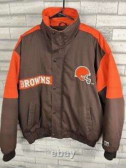Cleveland Browns Vintage 90s Logo 7 NFL Football Puffer Parka Jacket Size Large