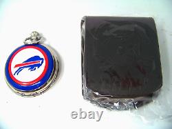Danbury Mint Buffalo Bills NFL Pocket Watch with Chain Leather For Belt Case New