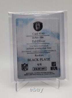 Ed Oliver 2019 P&p Gold Standard 1/1 Black Printing Plate Rookie Buffalo Bills