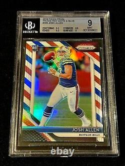 JOSH ALLEN 2018 PANINI PRIZM #205 RED WHITE BLUE REFRACTOR RC BGS 9 With2 9.5 SUBS