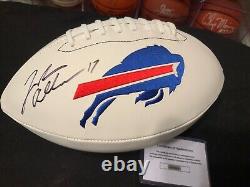 JOSH ALLEN SIGNED FOOTBALL Autographed Buffalo Bills Logo White NFL AUTO +COA