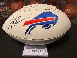 JOSH ALLEN SIGNED FOOTBALL Autographed Buffalo Bills Logo White NFL AUTO +COA