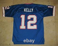 Jim Kelly 1990 Buffalo Bills Reebok Throwback Stitched Blue Jersey Men L Rare