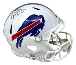 Jim Kelly Signed Buffalo Bills White Full Size Replica Speed Helmet BAS ITP