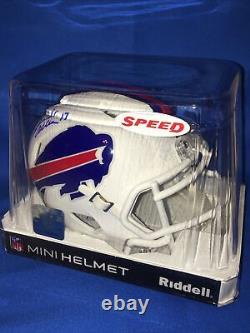 Josh Allen # 17 Autographed Buffalo Bills 2022 Style Mini Helmet COA, (BSA)