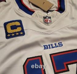 Josh Allen #17 Bills Stitched White F. U. S. E. Jersey withCaptain's C Patch NWT