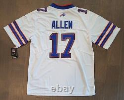 Josh Allen #17 Buffalo Bills Stitched White Game Jersey withCaptain's C Patch