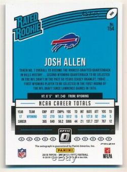 Josh Allen 2018 Donruss Optic Rc Rated Rookie Blue Autograph Bills Auto Sp #/75