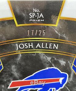 Josh Allen 2019 Select Football Silver Auto 17/25 1/1 Jersey Number