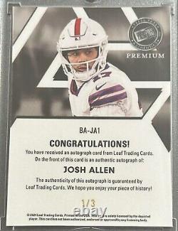 Josh Allen 2024 Leaf Press Pass Premium Base Auto Blue 1/3 Buffalo Bills