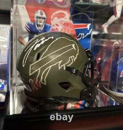 Josh Allen Autographed Buffalo Bills Salute to Service Speed Mini Helmet- Becket