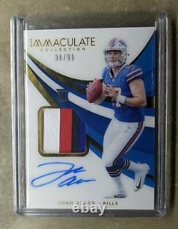 Josh Allen Immaculate Rookie on card AUTO /99 4 color jersey patch MVP Mint
