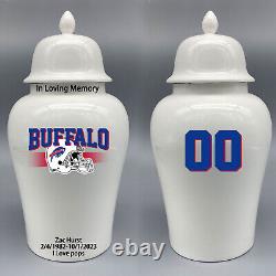 Large Urn for Buffalo Bills Football Theme Style, Custom text and number