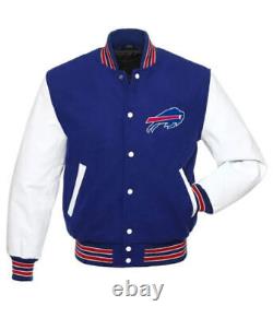 Letterman Buffalo Bills Blue and White Varsity Jacket