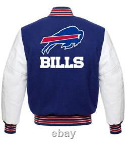 Letterman Buffalo Bills Blue and White Varsity Jacket