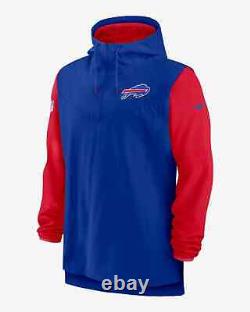 Men's Nike Logo Player NFL Buffalo Bills Half Zip Hoodie L Blue Red Pullover