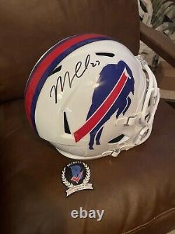 Micah Hyde SIGNED Buffalo Bills NFL Speed Full Size White Helmet with COA