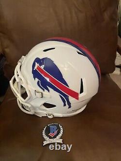 Micah Hyde SIGNED Buffalo Bills NFL Speed Full Size White Helmet with COA