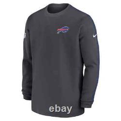 NEW 2024 Buffalo Bills Nike NFL Sideline Coaches Long Sleeve Crewneck Top