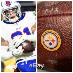 NFL Buffalo Bills Jordan Poyer game used football INT vs Steelers 2019