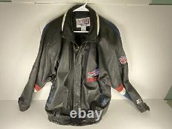 NFL Buffalo Bills Leather Starter Jacket L Vintage Black Blue Red White RARE