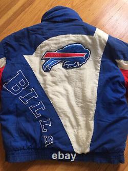 NFL Buffalo Bills Vintage Jacket Triple Fat Goose Large COTTON Down