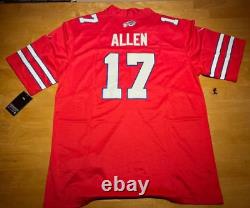 NFL Football Buffalo Bills Josh Allen #17 Sewn Jersey Large Red NWT