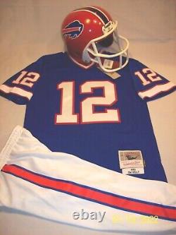 Nwt Youth Medium Qb Jim Kelly Tb Buffalo Bills Football Jersey Uniform Helmet