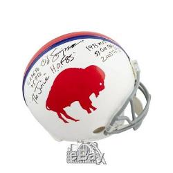 O. J. Simpson Autographed Bills Proline Full-Size Football Helmet JSA 7 Inscrip