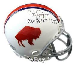 O. J. Simpson Autographed Buffalo Bills 76-82 Mini Helmet 2003 Yds JSA 10104