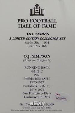 O. J. Simpson Autographed Buffalo Bills Goal Line Art Card with HOF- JSA Witnessed