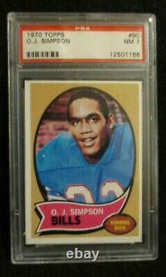 O. J. Simpson Buffalo Bills 1970 Topps Football #90 RC Rookie Card PSA NM 7