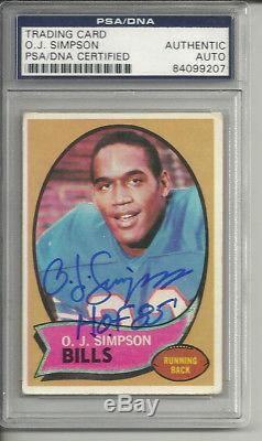 O. J. Simpson Oj Auto Signed 1970 Topps Rookie Card #90 Buffalo Bills Hof Psa/dna