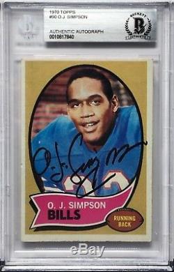 O. J. Simpson Signed 1970 Topps #90 Rookie Card RC Buffalo Bills BAS Beckett