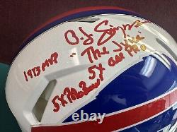 OJ Simpson Autographed Buffalo Bills Full Size Proline Stat Helmet JSA with 6 Ins