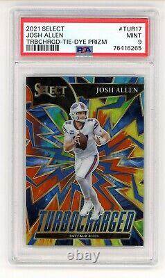 PSA 9 2021 Panini Select Turbocharged Tie Dye Prizm Josh Allen /25 Buffalo Bills