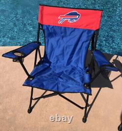 Pair Of 2 Buffalo Bills Rawlings Team Logo Folding Tailgate Chairs WithCup Holder