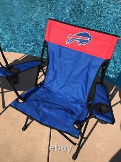 Pair Of 2 Buffalo Bills Rawlings Team Logo Folding Tailgate Chairs WithCup Holder