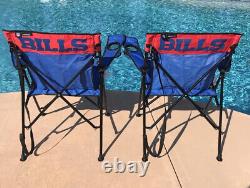 Pair Of 2 Buffalo Bills Rawlings Team Logo Folding Tailgate Chairs WithCup Holder