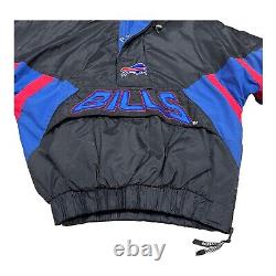 RARE Vintage 90s Buffalo Bills Pro Line Starter Jacket Pull-Over Puffer 1/4 Zip