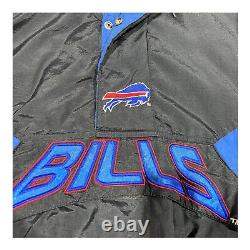 RARE Vintage 90s Buffalo Bills Pro Line Starter Jacket Pull-Over Puffer 1/4 Zip
