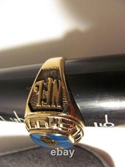 Size 14 Buffalo Bills Gold Tone Ring by Balfour Bag NFL Log Blue Football Mens