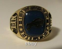 Size 14 Buffalo Bills Gold Tone Ring by Balfour Bag NFL Log Blue Football Mens