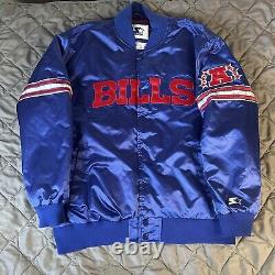 Starter Buffalo Bills Jacket Mens 3XL Blue Red Satin NFL Football Mafia Bomber