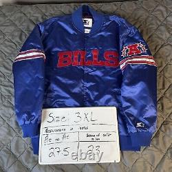 Starter Buffalo Bills Jacket Mens 3XL Blue Red Satin NFL Football Mafia Bomber