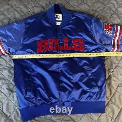 Starter Buffalo Bills Jacket Mens 3XL Blue Red Satin NFL Football Mafia Bomber