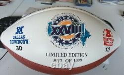 Super Bowl XXVIII 1994 Offical Football #/1000 Dallas Cowboys Buffalo Bills